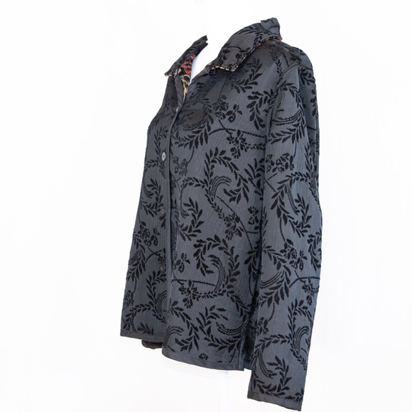 Coldwater Creek Reversible Blazer Red/Black/Gold Pattern & Black Embroidered - Picture 9 of 15